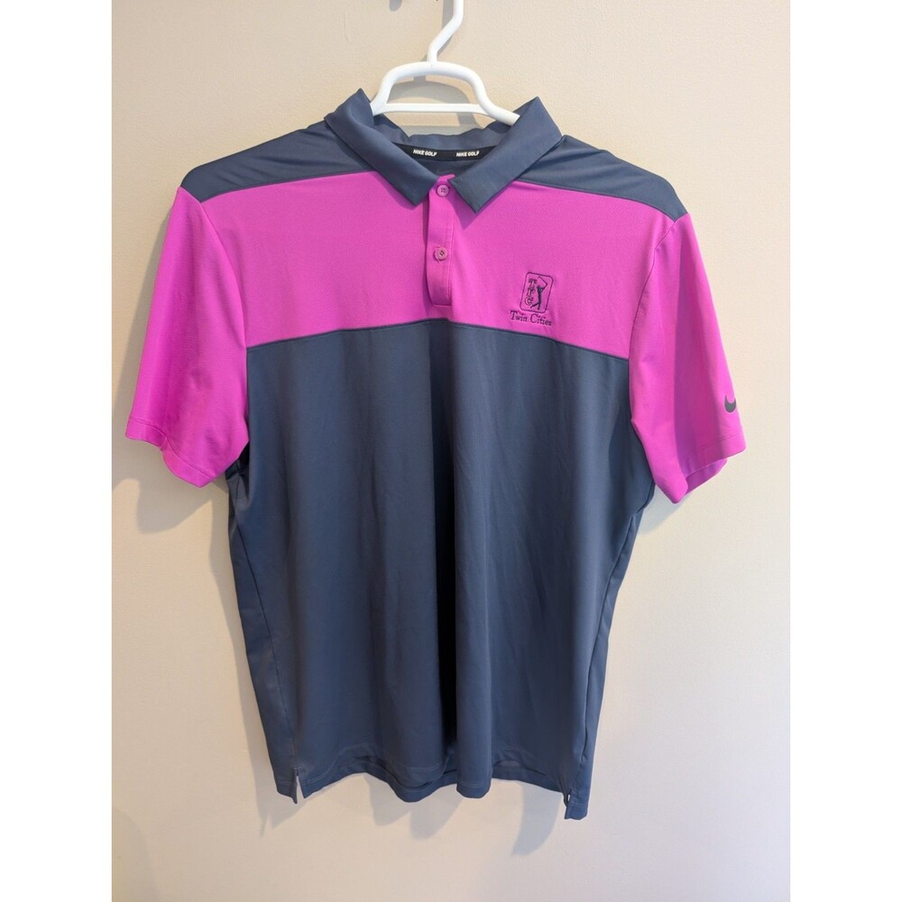 EUC Men's Nike Golf Large Pga Performance Polo Grey Pink Office Business Outdoor